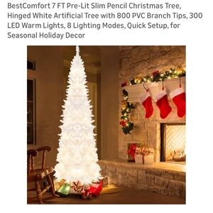 White Pre-Lit Slim Pencil Christmas Tree